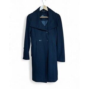 GUESS Vintage Wool Blend Double-Breasted Pea Coat Women’s Size S Black Y2K